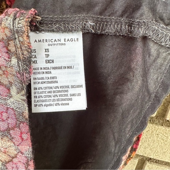 AE American Eagle Floral Babydoll Dress Puff Sleeves Honeycomb Embroidery - Picture 8 of 15